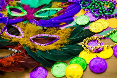 Mardi Gras partisi için çok renkli süslemeleri