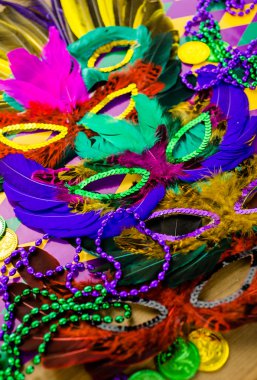 Mardi Gras partisi için çok renkli süslemeleri