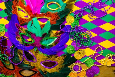Mardi Gras partisi için çok renkli süslemeleri