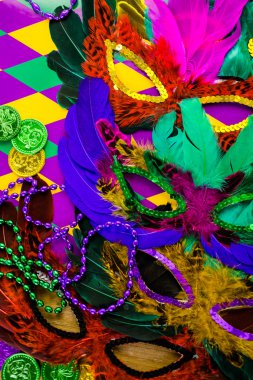 Mardi Gras partisi için çok renkli süslemeleri