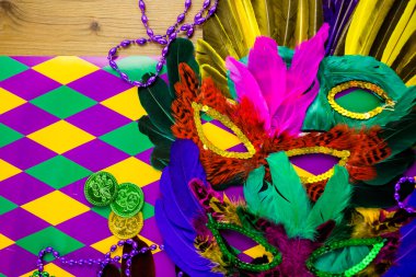 Mardi Gras partisi için çok renkli süslemeleri