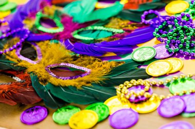 Mardi Gras partisi için çok renkli süslemeleri