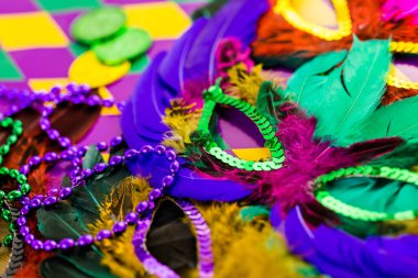 Mardi Gras partisi için çok renkli süslemeleri