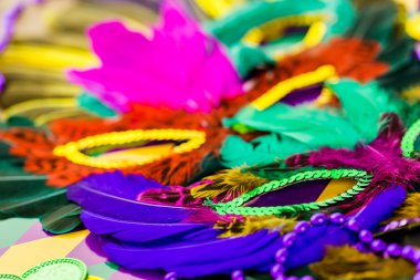 Mardi Gras partisi için çok renkli süslemeleri