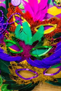 Mardi Gras partisi için çok renkli süslemeleri