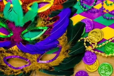Mardi Gras partisi için çok renkli süslemeleri