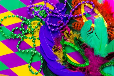 Mardi Gras partisi için çok renkli süslemeleri