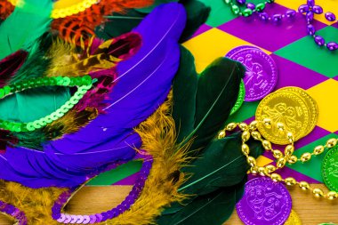 Mardi Gras partisi için çok renkli süslemeleri
