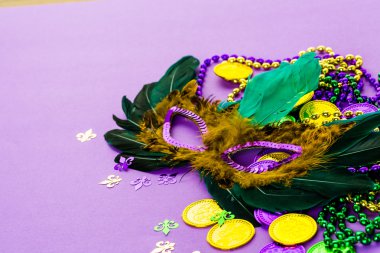 Mardi Gras partisi için çok renkli süslemeleri
