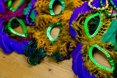 Mardi Gras partisi için çok renkli süslemeleri