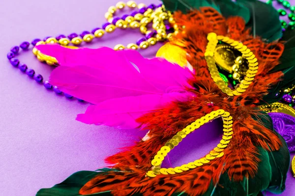 Multicolored decorations for Mardi Gras party — Stock Photo, Image