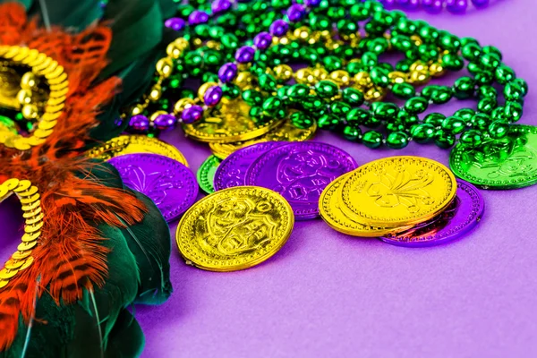 Multicolored decorations for Mardi Gras party — Stock Photo, Image