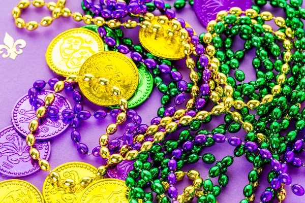 Multicolored decorations for Mardi Gras party — Stock Photo, Image