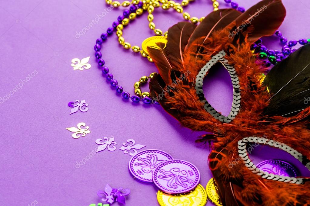 Multicolored Decorations For Mardi Gras Party Stock Photo