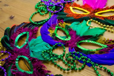 Mardi Gras partisi için çok renkli süslemeleri