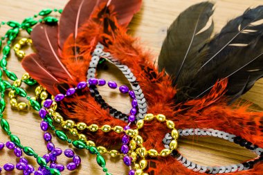 Mardi Gras partisi için çok renkli süslemeleri