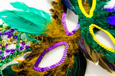 Mardi Gras partisi için çok renkli süslemeleri