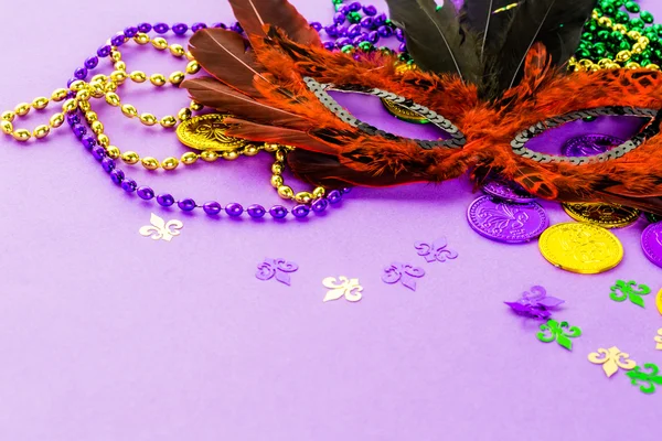 Multicolored decorations for Mardi Gras party — Stock Photo, Image