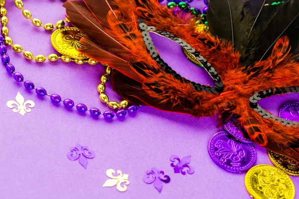 Multicolored decorations for Mardi Gras party — Stock Photo, Image