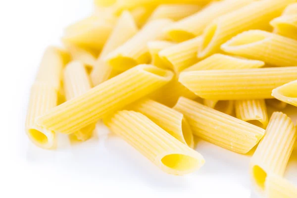 Organic yellow rigate pasta — Stock Photo, Image