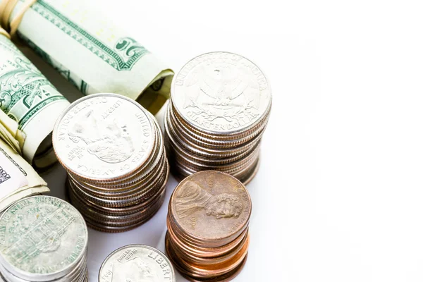 US money, American bills and coins — Stock Photo, Image