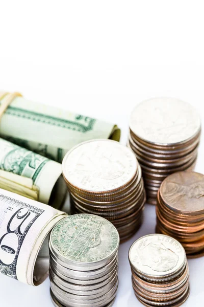 US money, American bills and coins — Stock Photo, Image