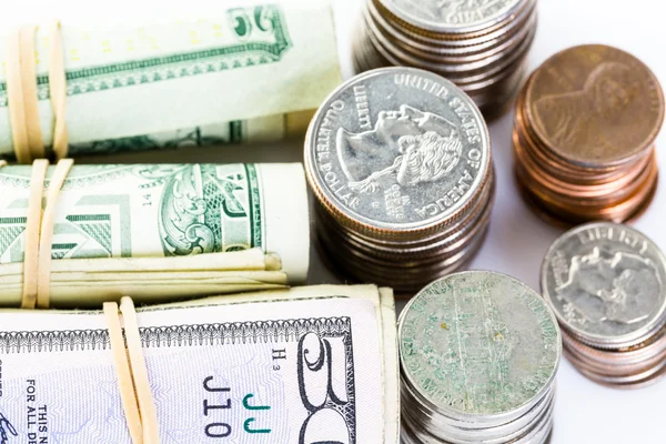 US money, American bills and coins — Stock Photo, Image