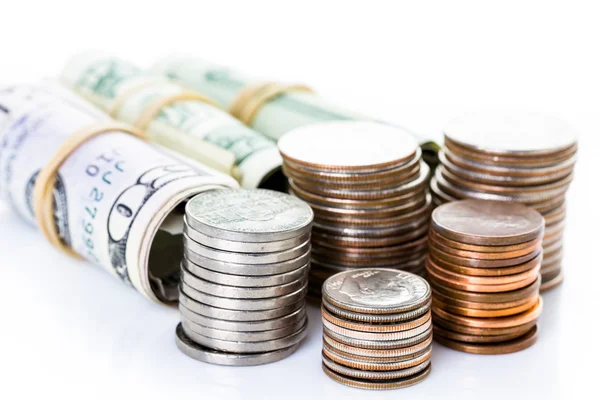 US money, American bills and coins — Stock Photo, Image