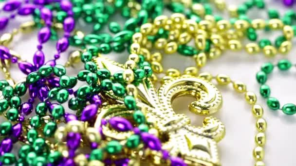 Multicolored decorations for Mardi Gras party — Stock Video