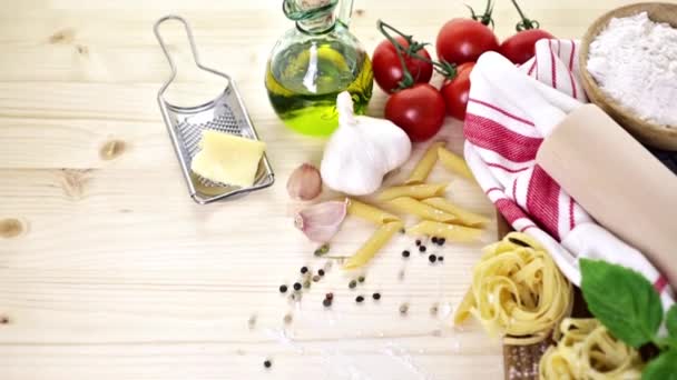 Fettuccine těstoviny recept — Stock video