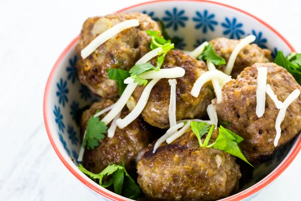 Homemade Italian meatballs with cilantro and parmesan cheese — Stock Photo, Image
