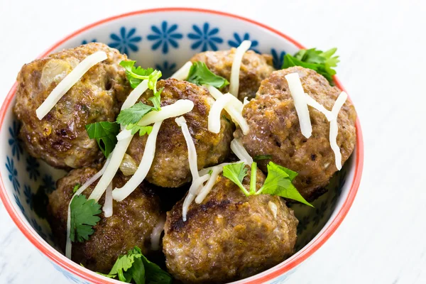 Homemade Italian meatballs with cilantro and parmesan cheese — Stock Photo, Image