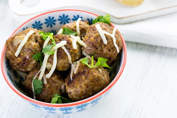 Homemade Italian meatballs with cilantro and parmesan cheese — Stock Photo, Image