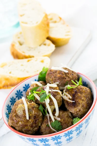 Homemade Italian meatballs with cilantro and parmesan cheese — Stock Photo, Image