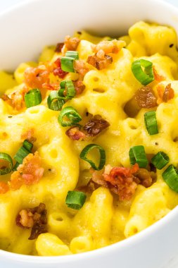 Macaroni and cheese with bacon bits clipart