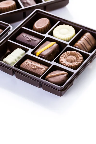 Cioccolatini assortiti in scatola — Foto Stock