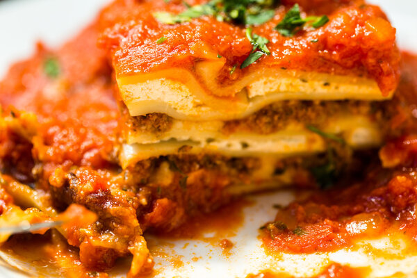 Homemade Lasagna on the table