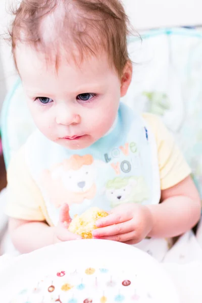 Toddler girl having lunch — Stock Photo, Image