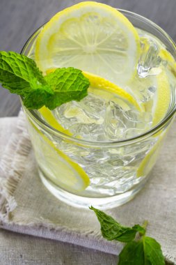 Taze narenciye meyve ve buz ile su