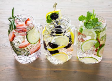 Water made with organic citruses and berries clipart