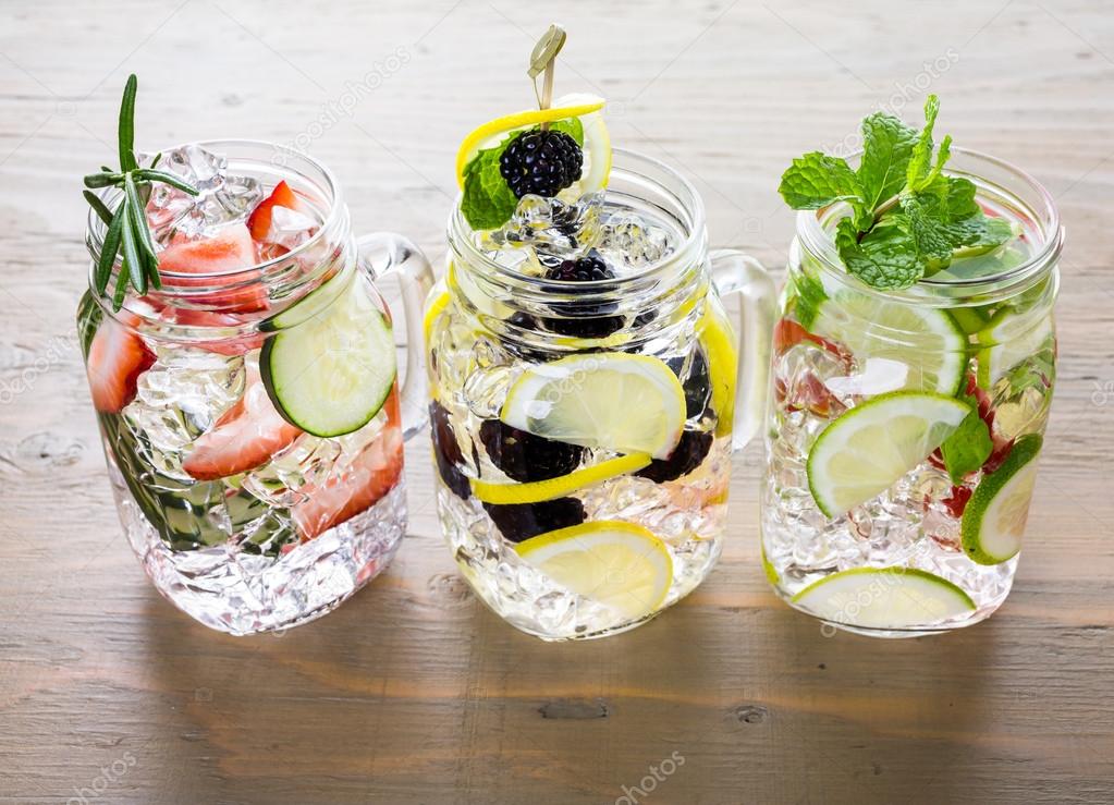 Water made with organic citruses and berries