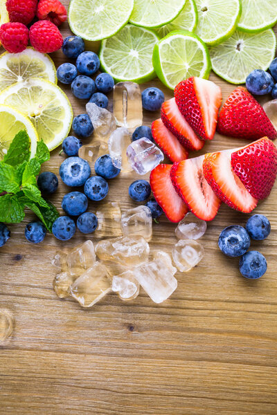 Sliced fresh organic fruits