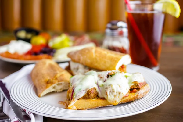 Meatball sandwich on the plate — Stock Photo, Image