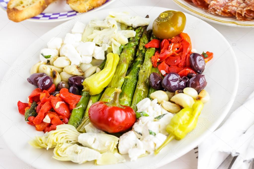 Appetizers plate with vegetarian antipasto