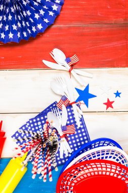 White, blue and red decorations for July 4th barbecue clipart