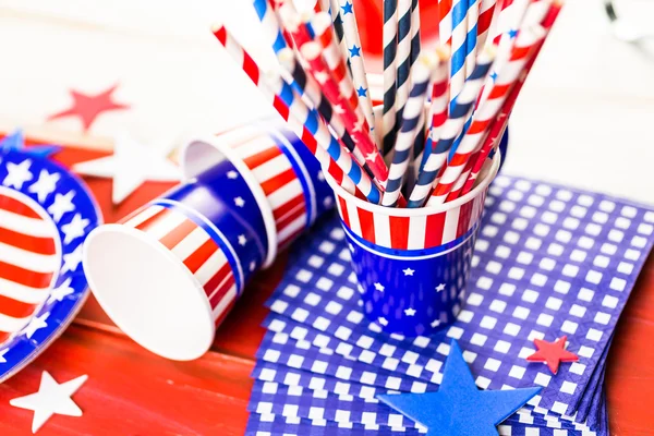White, blue and red decorations for July 4th barbecue — Stock Photo, Image