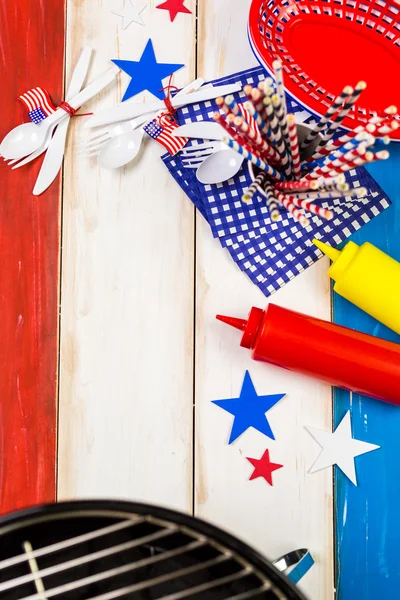 White, blue and red decorations for July 4th barbecue