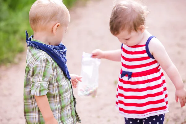 Cute little toddlers in park — Stock Photo, Image