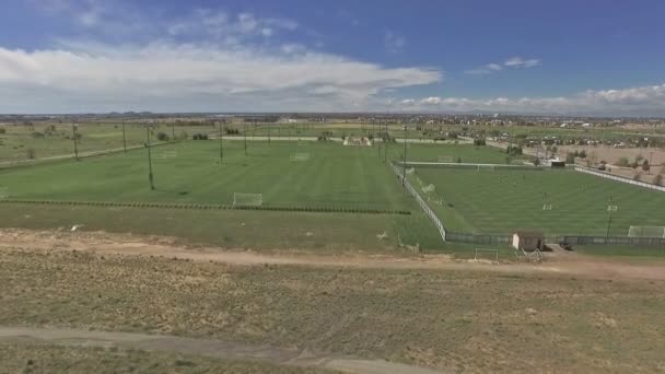 Aerial view of Downtown Littleton light rail station. — Stock Video