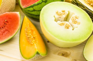 Variety of organic melons clipart